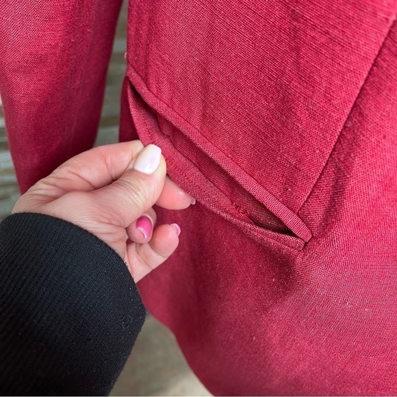 Vintage Y2K Giorgio Sant'Angelo Collectable Gold Red Linen blazer Red Size 6 - Picture 4 of 14